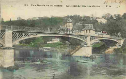 94 - Chennevières - Les Bords De La Marne - Animée - Colorisée - Pont - Oblitération En Vagues De 1915 - CPA - Voir Scan - Chennevieres Sur Marne