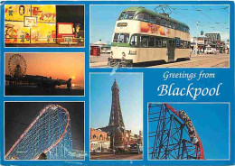 Trains - Tramways - Blackpool - Multivues - Parc D'Attractions - CPM - Voir Scans Recto-Verso - Tramways