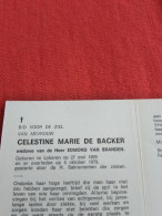 Doodsprentje Celestine Marie De Backer / Lokeren 27/5/1899 - 5/10/1979 ( Edmond Van Branden ) - Religione & Esoterismo