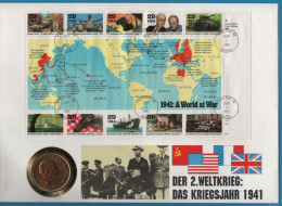 UK NUMISLETTER A WORLD AT WAR 1941 1 Crown 1965 QEII KM# 910 Churchill  VERGOLDET GOLD PLATED - 25 New Pence