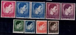 ROMANIA  1947 KING MICHAEL I MI No 1028-36 MNH VF!! - Nuevos