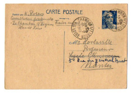 TB 4713 - 1948 - Entier Postal - M. ROTERS, Consultation Fraternelle à LE CHAMBON SUR LIGNON Pour M. HORLAVILLE à NANTES - Postales Tipos Y (antes De 1995)