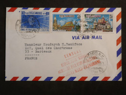 DM20 CAMBODGE  LETTRE  GRIFFE CENSURE  KHMER RARE 1971  A BORDEAUX FRANCE ++AFF.   INTERESSANT+ + - Kambodscha