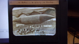 PHOTO LEGENDEE SUR VERRE BALLON DIRIGEABLE  LEBAUDY LE DEMONTAGE - Glass Slides