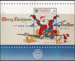 MWD-BK4-211-1 MINT PF/MNH ¤ GRENADIINES OF SAINT VINCENT 1991 BLOCK  ¤ THE WORLD OF WALT DISNEY - CHRISTMAS CARDS - Disney