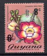 Guyana 1974 Surcharge - 8c On 6c Cannon-ball Tree HM (SG 601) - Guyana (1966-...)