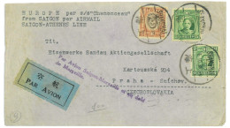 P2941 - CHINA , 1933 SHANGAI.- PRAG, MANY TRANSIT POST MARKS ON BACK. - Cartas & Documentos