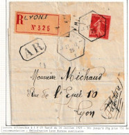 FRANCE - 195  1.05 F SEMEUSE SUR LETTRE RECOMMANDEE AU TARIF 30C + 75C REC - Briefe U. Dokumente