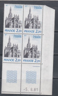 France  N° 2134 XX Basilique Ste-Anne-d'Aurey, En Bloc De 4 Coin Daté Du 5 . 6 . 81 ; 1 Trait, Sans Charnière, TB - 1980-1989