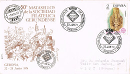 54553. Carta GERONA 1974. 50 Anoversario Sociedad Gerundense. LOS SITIOS - Lettres & Documents
