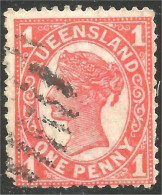 752 Queensland ONE PENNY Red (QUE-11) - Gebruikt