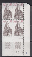 France  N° 2132 XX Cathédrale St-Jean Lyon, En Bloc De 4 Coin Daté Du 16 . 5 . 81 ; 1 Trait, Sans Charnière, TB - 1980-1989