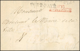 Obl. Précurseur. Lettre Manuscrite De PARIS Du 12 Mars 1826 Frappée De La Griffe PP Bau DE POSTES DE LA COUR En Rouge Et - 1849-1850 Ceres