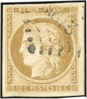 Obl. 1 - 10c. Bistre-jaune. Nuance Claire Obl PC. SUP. - 1849-1850 Ceres