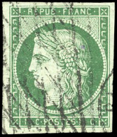Obl. 2 - 15c. Vert. Obl. Grille Sans Fin + Amorce D'un CàD. TB. - 1849-1850 Cérès