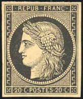 * 3 - 20c. Noir S/jaune. SUP. - 1849-1850 Cérès