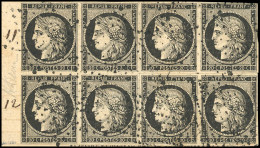 Obl. 3 - 20c. Noir S/jaune. Bloc De 6 + 1 Paire Obl. étoile S/fragment. Signé G. BEHR TB. - 1849-1850 Cérès