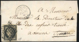 Obl. 3 - 20c. Noir S/jaune Obl. Grille S/lettre Frappée Du CàD De LUZARCHES Du 15 Février 1849 à Destination D'AMIENS. T - 1849-1850 Ceres