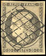 Obl. 3i - 20c. Gris S/jaune. Obl. Grille. SUP. - 1849-1850 Ceres