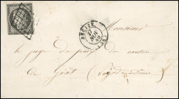 Obl. 3i - 20c. Gris Obl. Grille S/lettre Frappée Du CàD De DECIZE Du 27 Novembre 1849 à Destination De GIAT - PUY-DE-DOM - 1849-1850 Ceres