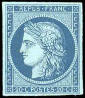 (*) 4 - Essai 20c. Bleu S/papier Bleu Foncé. SUP. - 1849-1850 Ceres