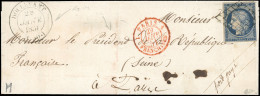 Obl. 4 - 25c. Bleu, Obl. Grille S/lettre Frappée Du CàD De DOULEVANT Du 28 Janvier 1851 à Destination Du Président De La - 1849-1850 Cérès