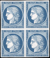 (*) 4a - 25c. Bleu Foncé. Bloc De 4. Quelques Froissures. TB. R. - 1849-1850 Ceres