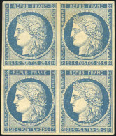 * 4b - 25c. Bleu S/jaune. Bloc De 4. SUP. - 1849-1850 Cérès