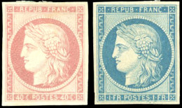 (*) 5 + 6 - Essais Du 40c. En Rose Et Du 1F. Bleu. TB. - 1849-1850 Cérès