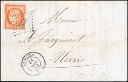 Obl. 5a - 40c. Orange Très Vif Obl. PC 2481 S/lettre Frappée Du CàD De POITIERS Du 31 Juillet 1854 à Destination De NEVE - 1849-1850 Cérès