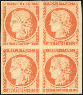 * 5A - 40c. Orange Très Foncé. Bloc De 4. Marges Exceptionnelles. SUP. RR. - 1849-1850 Ceres