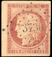 Obl. 6A - 1F. Rouge-brun. BdeF. Obl. PC 3750. Epidermure Au Verso Sinon SUP. - 1849-1850 Cérès