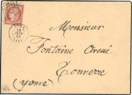 Obl. 7a - 1F. Vermillon Vif Obl. Grille S/lettre Frappée Du CàD De LYON Du 18 Janvier 1849 à Destination De TONNERRE - Y - 1849-1850 Cérès