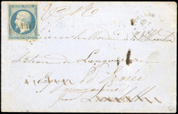 Obl. 10 - 25c. Bleu Obl. PC 1647 S/lettre Frappée Du CàD De LANVOLLON Du 30 Juin 1854 à Destination D'ERQUY - COTE D'AMO - 1849-1850 Ceres