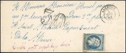 Obl. 10 - 25c. Bleu S/lettre Frappée Du CàD D'ALENCON Du 5 Décembre 1858 à Destination De SAINT-MIHIEL - MEUSE. Mention  - 1849-1850 Ceres