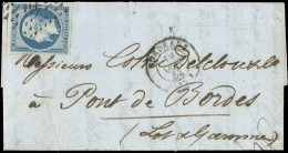 Obl. 10 - 25c. Bleu (déf.) Obl. PC 441, S/lettre Frappée Du CàD De BORDEAUX Du 19 Septembre 1853 Avec Cursive "45 PONT D - 1849-1850 Ceres