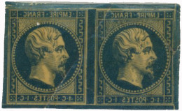 (*) 2 Essais En Paire Du 1c. S/papier Pelure. SUP. - 1853-1860 Napoleon III