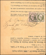 Obl. 11 - 2 Essais Du 1c. Empire Obl. CàD De GIVORS Du 17 Juin 1884 S/bande De Journal Avec Imprimé Complet à Destinatio - 1853-1860 Napoléon III.