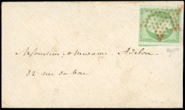 Obl. 12 - 5c. Vert Obl. étoile Rouge S/enveloppe Format Carte De Visite Locale. SUP. - 1853-1860 Napoleone III