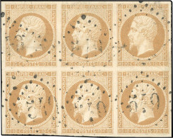 Obl. 13B - 10c. Brun-clair. Bloc De 6. Obl. GC 549. TB. - 1853-1860 Napoléon III