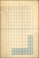 (*) 14 - Essai Du 20c. ND. Bloc De 24 Pour Le N°22 Collé S/feuille Bristol D'essai De Perforation Perforé. Pièce Rare. S - 1853-1860 Napoleone III