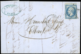 Obl. 14A - 20c. Bleu, Percé En Ligne, Avec Amorce D'un Voisin, Obl. étoile S/lettre Frappée Du CàD De PARIS (60) Du 31 J - 1853-1860 Napoleon III