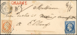 Obl. 14A + 16 - 20c. Bleu + 40c. Orange (déf.) Obl. Grille S/lettre Chargée Frappée Du CàD Du CORPS EXPEDITIONNAIRE D'IT - 1853-1860 Napoléon III
