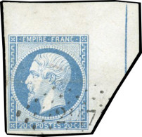 Obl. 14Ai - 20c. Bleu. Obl. CdeF Avec Filet D'encadrement Partiel. SUP. - 1853-1860 Napoléon III