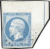 Obl. 14Ai - 20c. Bleu. Obl. CdeF Avec Filet D'encadrement Partiel. SUP. - 1853-1860 Napoleon III