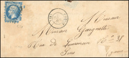 Obl. 14B - 20c. Bleu, Avec Très Rare Pré-découpage (grandes Dents) Du Piquage De Cheroy, Obl. PC 843 S/lettre Frappée Du - 1853-1860 Napoléon III