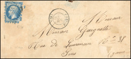 Obl. 14B - 20c. Bleu, Avec Très Rare Pré-découpage (grandes Dents) Du Piquage De Cheroy, Obl. PC 843 S/lettre Frappée Du - 1853-1860 Napoleone III