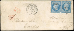 Obl. 14B - 20c. Bleu, Dont Un Exemplaire Avec Variété D'impression En Bas à Gauche Tenant à Normal, Obl. CECA S/lettre F - 1853-1860 Napoléon III