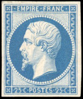 * 15c - 25c. Bleu. Réimpression. SUP. - 1853-1860 Napoleone III