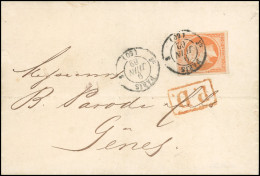 Obl. 16 - 40c. Orange Obl. S/lettre Frappée Du CàD De PARIS (60) Du 9 Juin 1862 à Destination De GENES - ITALIE. Arrivée - 1853-1860 Napoléon III.